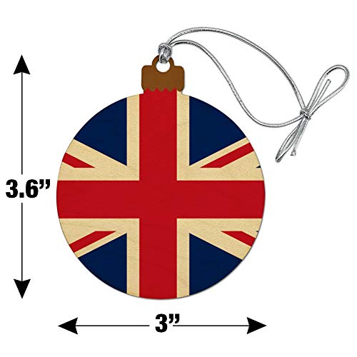 United Kingdom Great Britain Union Jack Country Flag Wood Christmas Tree Holiday Ornament #TOP5