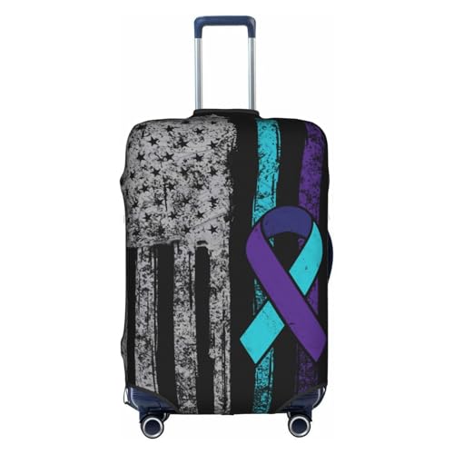 Travel Luggage Cover Suicide Prevention Awareness America Flag Fashion Washable Baggage Suitcase Protector Fit For Luggage X-Large