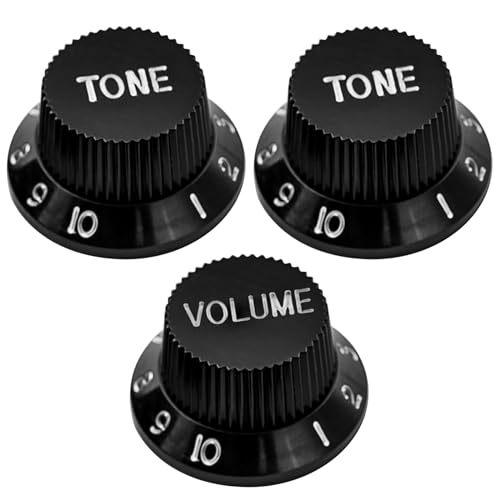 Musiin Guitar Knob Caps Compatible with Squier/Strat with Tone and Volume Control Potentiometer Caps (Black 3 Sets)