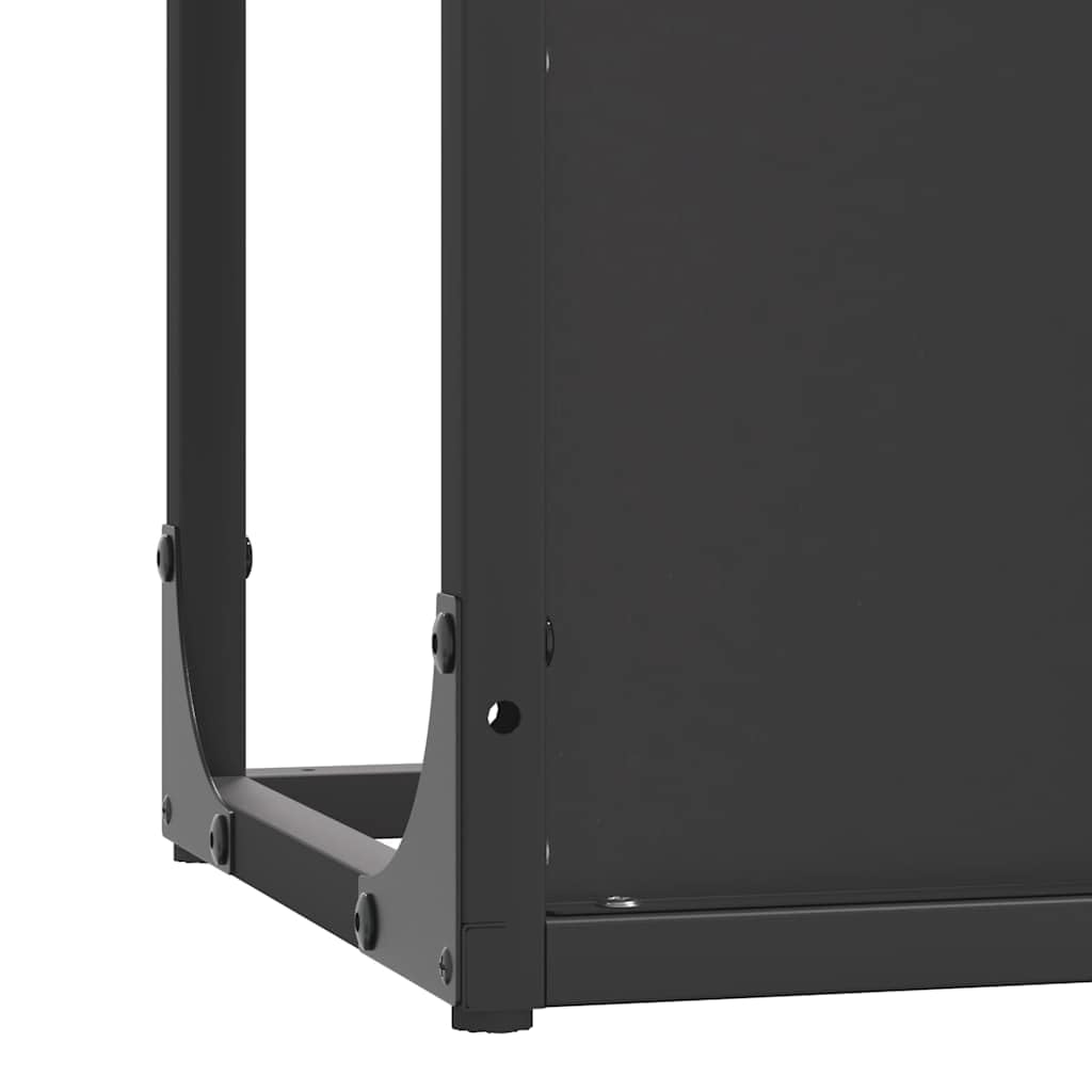 Homgoday Leñero Negro 25x25x80 cm Acero Laminado en frío Estante metálica para leña,Soporte de Almacenamiento para Interiores y Exterior