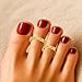 Mikovivi 2pcs Gold Toe Rings, Flower Style Copper Adjustable Open Band Toe Rings Non Tarnish Elegant Summer Beach Foot Jewelry for Women Outfit Decoration
