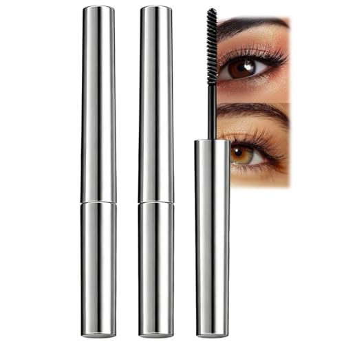 VRYNDH 2 Stück Iron Wand Mascara,Washable MetalMascara Wand, Alarga y Riza las pestañas,Máscara de pestañas sin grumos (Negro)