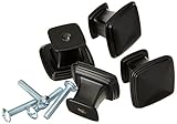 Amazon Basics Traditional Square Cabinet Knob, 1.25-inch Diameter, Flat Black, 25-Pack