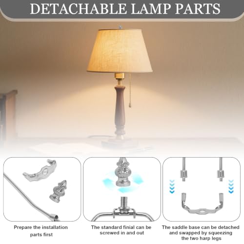 11IN Detachable Lamp Shade Harp Holder with Silver Solid Lamps Finials by BIWONUI - Used condition - Image 5