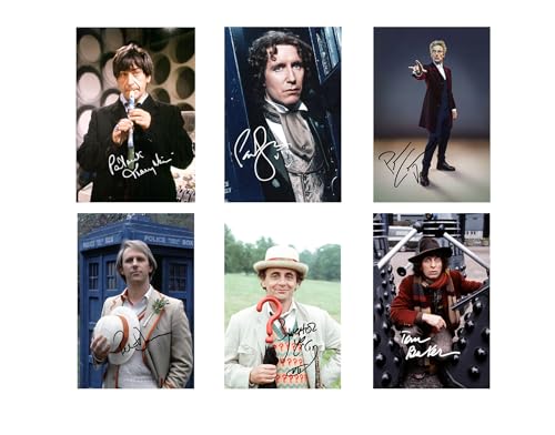 Set of All 14 Doctor Who Doctors Signed 6X4 Inch Photo Prints With Pre Printed Signatures That Would Make A Great Gift For Any Fan.