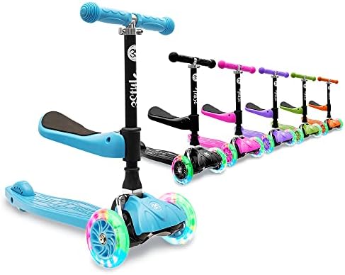 3StyleScooters RGS-0 Kids 3 Wheeled Scooter, Light Up Wheels, Removable Seat, Lightweight and Foldable, Ages 2+