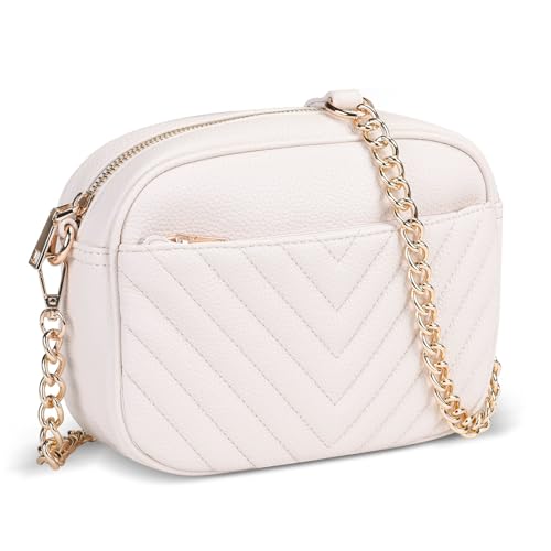 SIVENKE Sac à bandoulière pour femme - En cuir synthétique - Petit sac à bandoulière - Élégant - Avec bandoulière amovible, beige