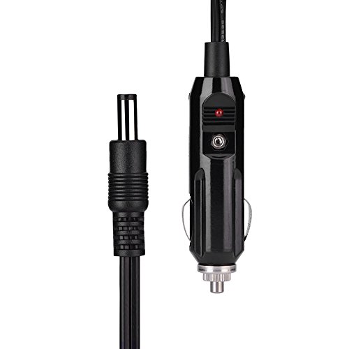 3 Meter/9.8 Feet 12V DC 5.5mmx2.1mm car Cigarette Lighter line for Automotive appliances Power Plug Cord Adapter Cable with LED Light Applicable to car Machine, Inflatable Pump, and car Refrigerator