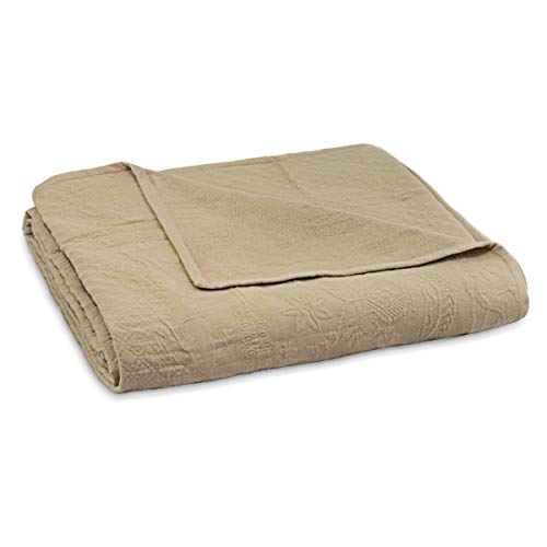 King Charles Modern Farmhouse Floral Matelasse Coverlet, 100% Cotton Breathable Bedding, Full/Queen, Birch