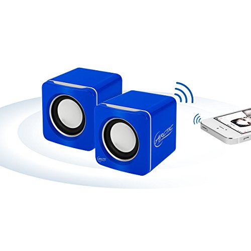 ARCTIC S111 BT - Portable speakers with USB connection, mini speakers with convincing sound quality for desktop PC, up to 12h battery life, compact design - Blue
