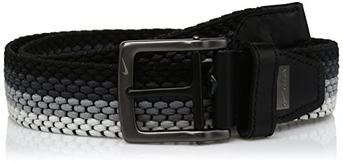Nike Men's G-Flex Woven Stretch Golf Belt, Black/Grey/White, 36