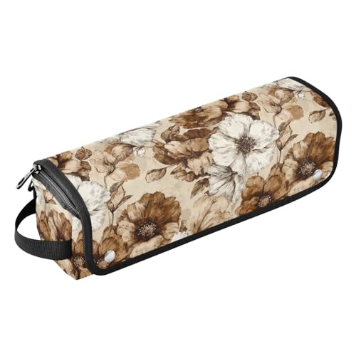Bolso de viaje Floral Vintage Beige para planchas de pelo, rizadores y accesorios de cuidado capilar, organizador de herramientas para peinado, resistente al calor