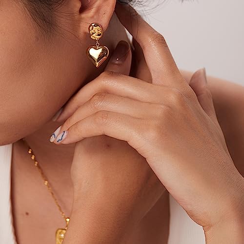 Two Tone Stud Earrings For Women - Gold & Silver Oval, Heart & Teardrop Geometric Statement Earrings