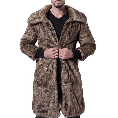 Manteau long haut de gamme en fausse fourrure douce pour homme moderne