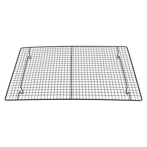Griglia da forno in metallo con telaio laterale per raffreddare torte, biscotti, verdure e grigliare, resistente alla ruggine e conduttiva al calore (46 x 26 cm)
