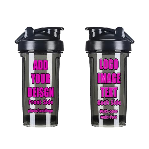 Custom Shaker Bottles Wholesale: Bulk Personalized Protein Mixers Deals 9 VUASYIE Custom Shaker Bottle For Gym Workout Portable Fitness Water Cup Add Your Picture Logo Text Easy Clean 18 Oz Shaker Bottles For Protein Mixes