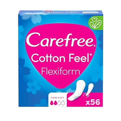 CAREFREE Wkładki bawełniane Feel Flexiform (5 x 56 sztuk), w 100% oddychające, zapewniają poczucie komfortu, suchości i świeżości, rozmiar normalny