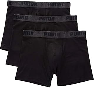 PUMA Men's 3 Pack Performance Cotton Stretch Boxer Brief Underwear (Black, X-Large)