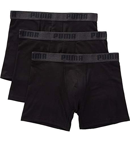 PUMA Men's 3 Pack Performance Cotton Stretch Boxer Brief Underwear (Black, X-Large)