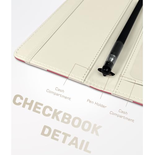 Image of Printed Checkbook Cover, RFID Blocking Checkbook, Stylish, Lightweight, Slim Durable, Multi-Functional Checkbook Holder for Personal and Business Checks (Plaid-Pink)