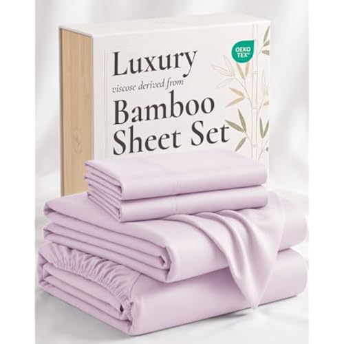 Hotel Sheets Direct 100% Viscose Derived from Bamboo Sheets California King - Cooling Luxury Bed Sheets w Deep Pocket - Silky Soft - Light Pink