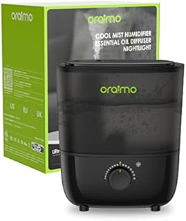 Oraimo Humidifiers, Top Fill Humidifier for Bedroom, 26dB Quiet, Easy to Clean, 2.5L Air Humidifier for baby & Essential Oil Diffuser with Nightlight, BPA-Free, Humidifier for indoor Home (Black)