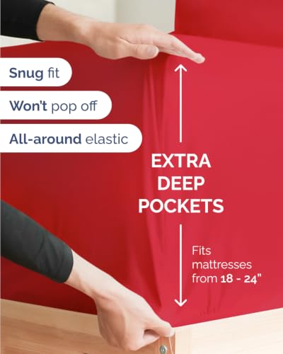 Image of Flex Top Split Head King Sheet Set - 4 Piece Extra Deep Sheets - Red