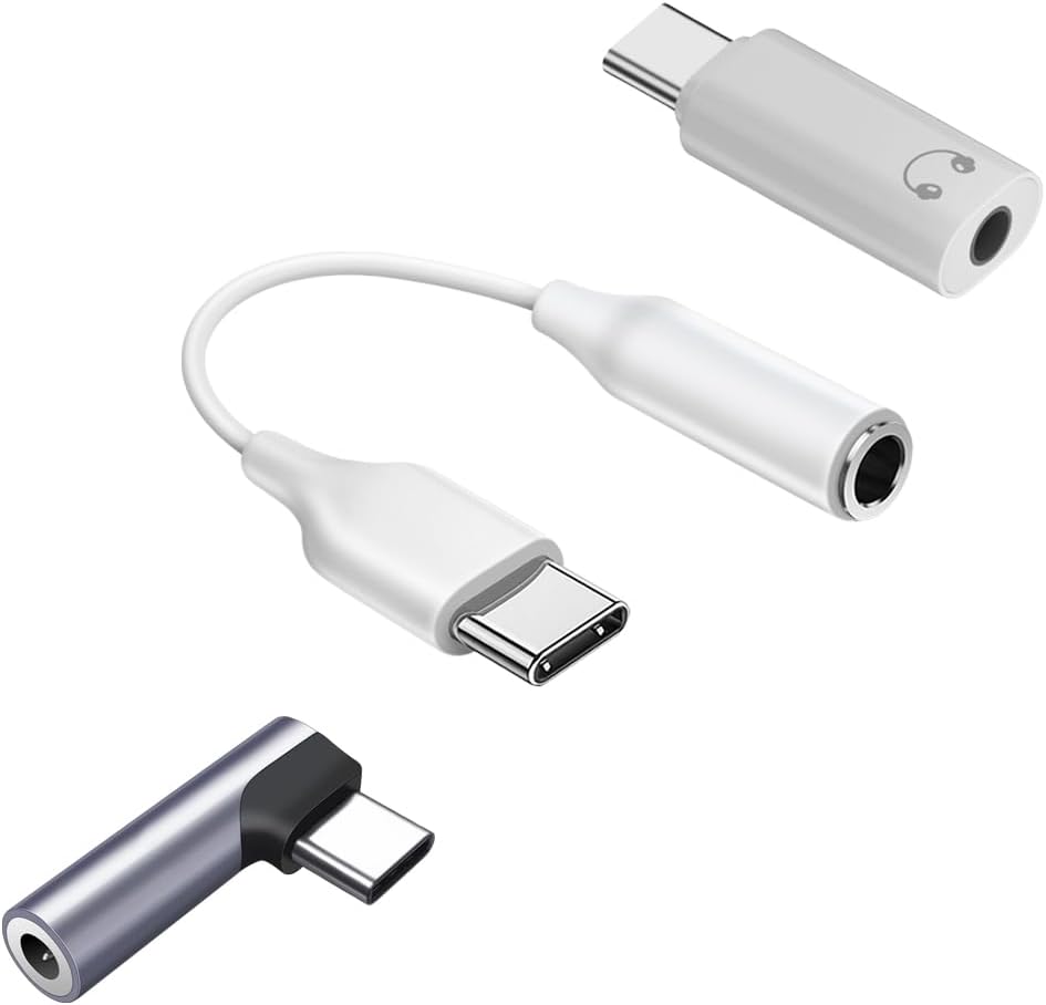 3Packs USB C to 3.5mm Female Headphone Jack Audio Adapter, USB C to Aux Audio Dongle Cable Cord DAC Converter Right Angle,Compatible with i16 Pro Max/15, iPad,Laptop Tablet,3.5mm to USB c