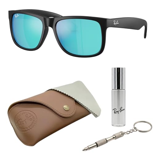 Image of Ray-Ban RB4165F JUSTIN COLOR MIX CLASSIC LOW BRIDGE FIT Square Shape Sunglasses for Men with Official Eyewear Kit