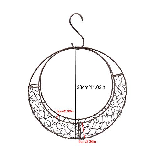 Firlar Round Wire Wreath Frame, Moon Shaped Metal Hanging Planter Plant Holder Flower Hanging Basket, Succulent Pot Decor Basket, Hanging Flower Stand Hanging Wall Plant Holder #TOP3
