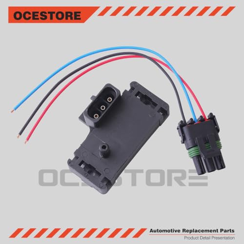 OCESTORE 3Bar 12219935 Manifold Absolute Pressure Map Sensor 3 Bar 5S2556 Connector Pigtail Plug Wire 12223861 Compatible with Tahoe Yukon Malibu C1500 Camaro 28182633 Turbo Boost 16040749. - Thumbnail 3