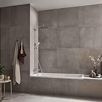 hansgrohe Crometta E - Duschsystem mit Wannenthermostat, Regendusche (240 x 240 mm) mit Wannenarmatur, Handbrause (2 Strahlarten), Schlauch, Brausestange und eckiger Kopfbrause, Chrom, 27298000 – Ansicht 9