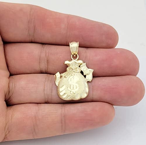10K Yellow Gold Money Bag Pendant Treasure Dollar Sign Pendant2