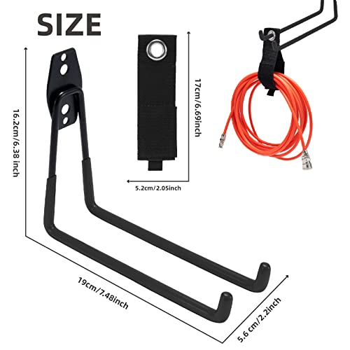 Mhho-Wg 4 Pack Garage Hooks Wall Mount Storage Hooks With 2 Extension Cord Storage Straps, Heavy-Duty 7.5 Inch Long Hangers For Utility Organizers-Black #TOP6