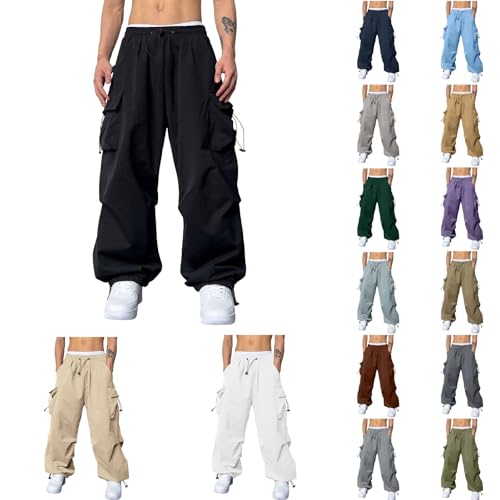 Mens Baggy Cargo Pants Casual Parachute Pants Loose Fit Harem Joggers for Streetwear Y2k Clothes with Pockets