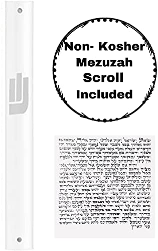 A&S Mezuzot Aluminum Mezuzah Case With Exclusive Modern Shin Design Easy Peel And Stick Judaica Door Mezuza For 5 Inches Parchment Scroll (White, 6 Inches) #TOP1