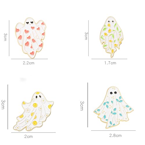 Image of Cute Ghost Enamel Brooch Pin Cute Enamel Pins Cartoon Lapel Pin for Jackets Backpacks Hat Decoration 4Pcs