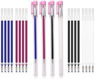 KINBOM 4 Colors Heat Erasable Fabric Pens Heat Pens with 20 Pieces Replaceable Pen Refills and 4 Pen Set