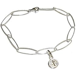 Pulseras De Plata Con Medallas Grabadas perlascarel Pulsera con Medalla de San Benito Todo Plata de Ley 925 y Estuche Regalo