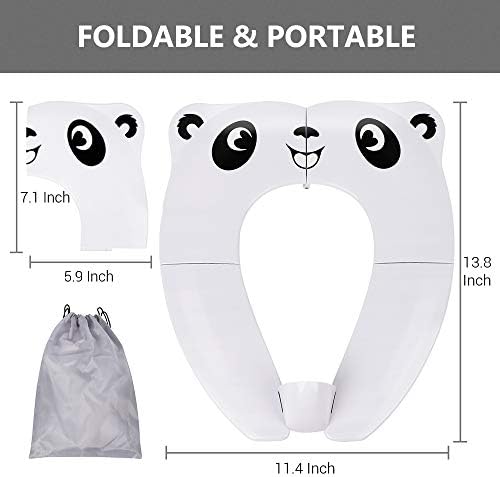 Potty Toilet Training Seat Foldable Tyry.hu Portable Toddler Kids Toilet Seats with 8 Anti Slip Silicone Pads ABS Material & 1 Carry Bag Suitable for Children Travel & Home WC Use (White)