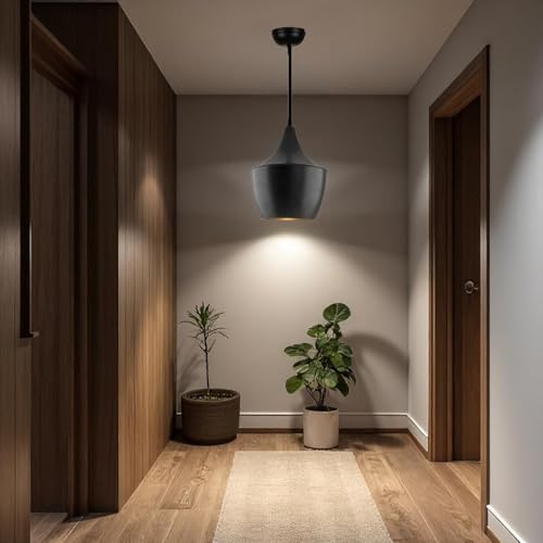 Image of GreyWings Black Aluminium Hanging Pendant Light for Indoor, Ceiling Lamp for Dining Table, Kitchen, Living Room, (Bulb not Included) Small Pack of 2