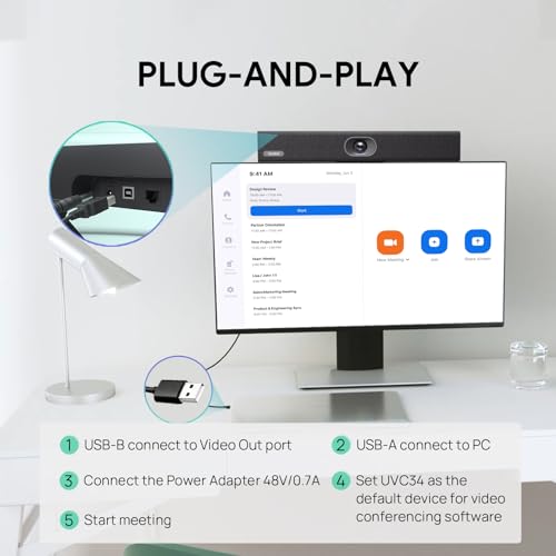 Image of Yealink UVC34 4K Conference Room Camera System 10 Microphone 8 MP All-in-One Video Conferencing System AI Auto Framing 120 Field of View Microsoft Teams Certified Webcam Zoom Rooms USB-A