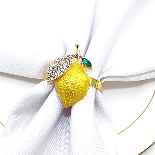 Firlar 220618CS08-12FIRL640IWCBO Lemon Napkin Rings Set Of 12,Handmade Fruit Napkin Holder Summer Fruit Napkin Ring Holder Metal Napkin Buckle thumb #1