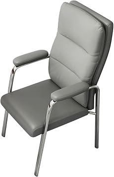 YCKEGEW Office Conference Chairs Leather Heavy Duty Chair Executive Task Chair with Soft Padded Arms,Double Hight Back Meeting ChairsGrey