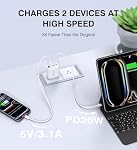 Bloc de charge mural USB C 50W, 2Pack Bloc de charge rapide C Adaptateur mural à double PD Power&QC 3.0 Cube de charge multiport Type C pour iPhone 17/16/15/14/13/12 Pro Max, iPad, Samsung S25/S24