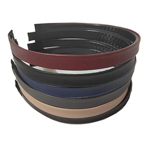 Bzybel Women Decorative Skinny Solid Leather Headbands Plastic Thin Hair Bands Hair Comb Elastic Bands Hair Ponytail Accessories With Teeth For Lady Girls Thick Fine Hair #TOP2