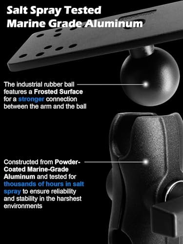WINDFRD 1.5\" Ball Short Arm Fish Finder Mount, Marine Electronic Mount, Universal Mounting Plate with 1.5 inches / 38mm / C Size Ball Adapters, Compatible with Garmin, Lowrance, Humminbird and More