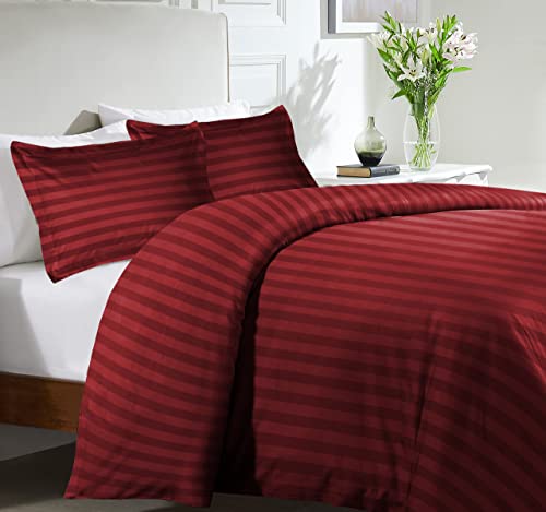 MOONLIGHT20015 Single Duvet Cover Set Reversible Stripes Satin Bedding Set including Pillowcase Soft Hypoallergenic Duvet Covers (Burgundy 135x200 CM) - Image 2