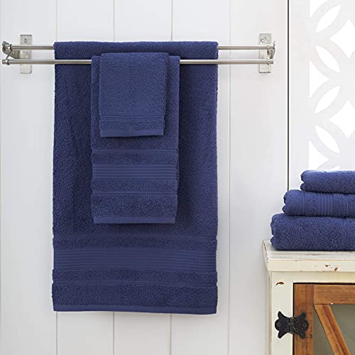 Qute Home 4-Piece Washcloths Towels Set, 100% Turkish Cotton Premium Quality Towels for Bathroom, Quick Dry Soft and Absorbent Turkish Towel, Set Includes 4 Wash Cloths Navy Blue - Thumbnail 7