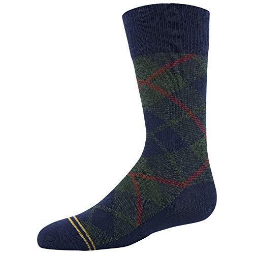 Gold Toe Boy's Dress Crew Socks, 3 Pairs, Peacoat/Grey Heather/Red, Shoe Size: 9-2.5 #TOP3